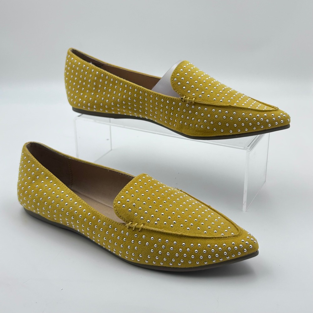 Sophia Taylor Plover Moc Shoes Womens 8 Mustard Yellow Studded Pointed Loafers